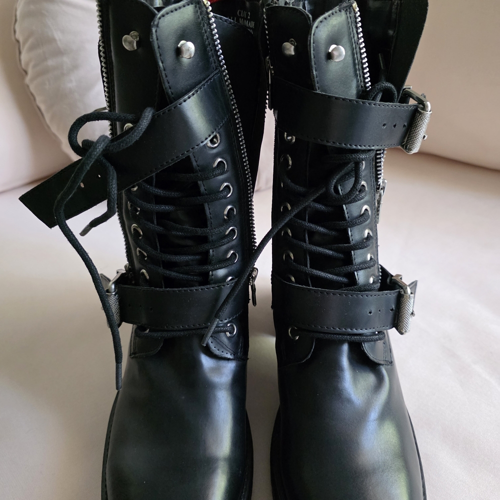 Black Combat  Boots with Red Accents 7.5 - Picture 6 of 10